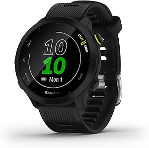 Garmin Forerunner 55, 42mm GPS running smartwatch, easy to use, lightweight, training guidance, safety