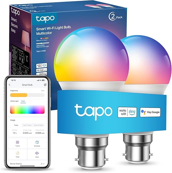 Tapo L530B (2-Pack) Smart Bulb,Colour Changing Light Bulb