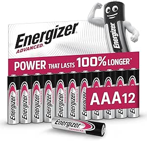 Energizer Advanced - AAA Batteries (Pack of 12) - 1.5 V Alkaline Batteries - Powerful and Durable