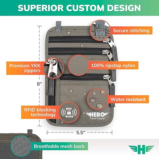 Hero Travel Supply Neck Wallet